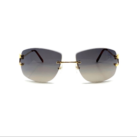 Cartier C Decor Men's Sunglasses CT0008RS-001 Gold Frame Gradient Grey Lens - Picture 4 of 10